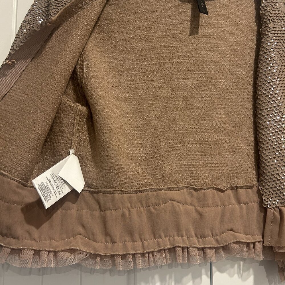 BCBGMaxazria Tan Marin Sequins Shrug Jacket Women’s Size Small - Picture 4 of 7